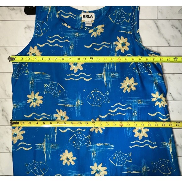 Hawaiian Mumu Dress Beach Y2K Large Womens Fish Sequin Tropical Coastal - Picture 9 of 14